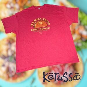 Kerusso Mens Wanna Taco Bout Jesus Graphic T-Shirt‎ Red 2XL